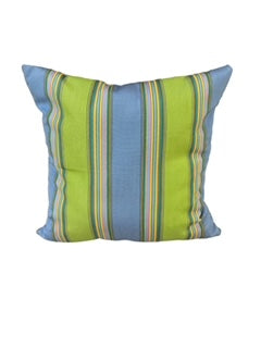 Blue and Green Striped square pillow 18x18 indoor/outdoor